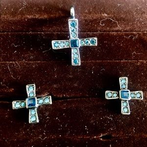 Cross Charm and Earrings Set